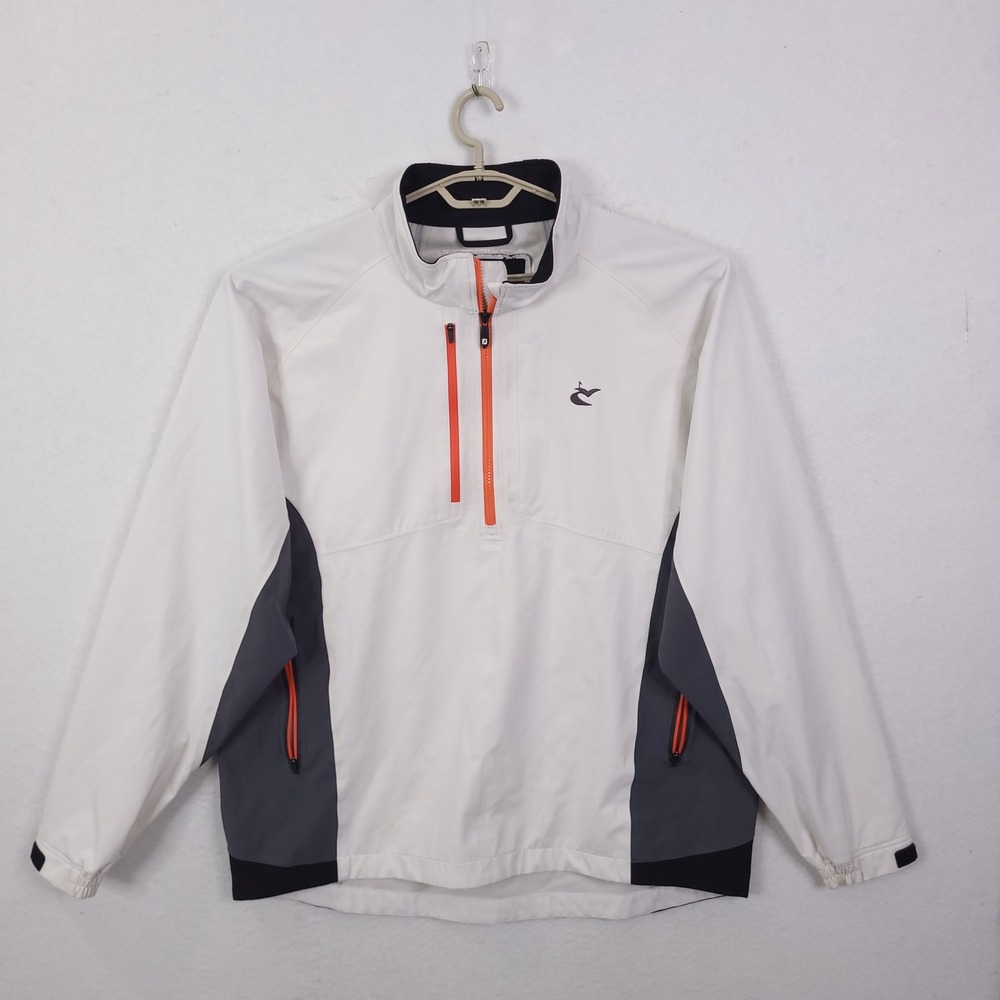 FootJoy DryJoys Windbreaker Tour XP Mens XL White Golf Rain Jacket 1/4 Zip